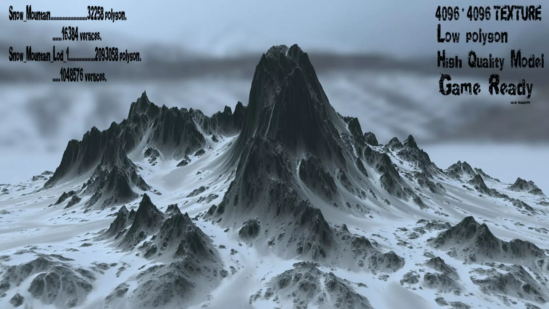 Snow Mountain Low-poly 3D model_0