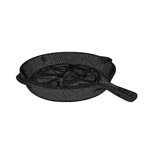 Realistic Fried Food Slices and Skillet 3D model 2