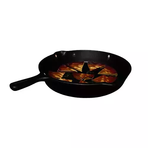 Realistic Fried Food Slices and Skillet 3D model 3