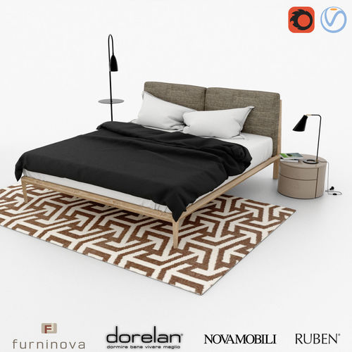 Scandinavian style bedroom set 3D model