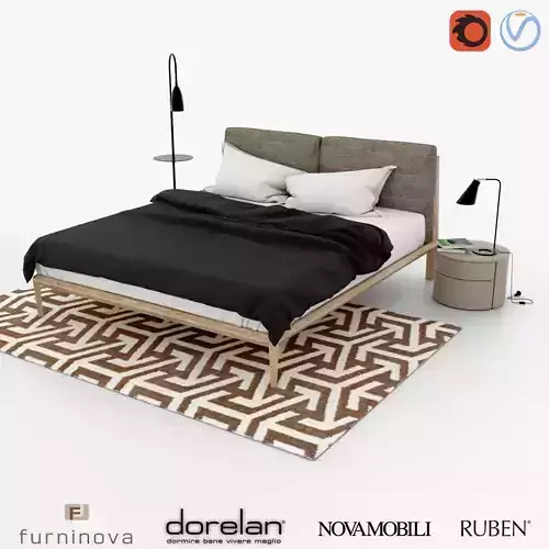 Scandinavian style bedroom set 3D model