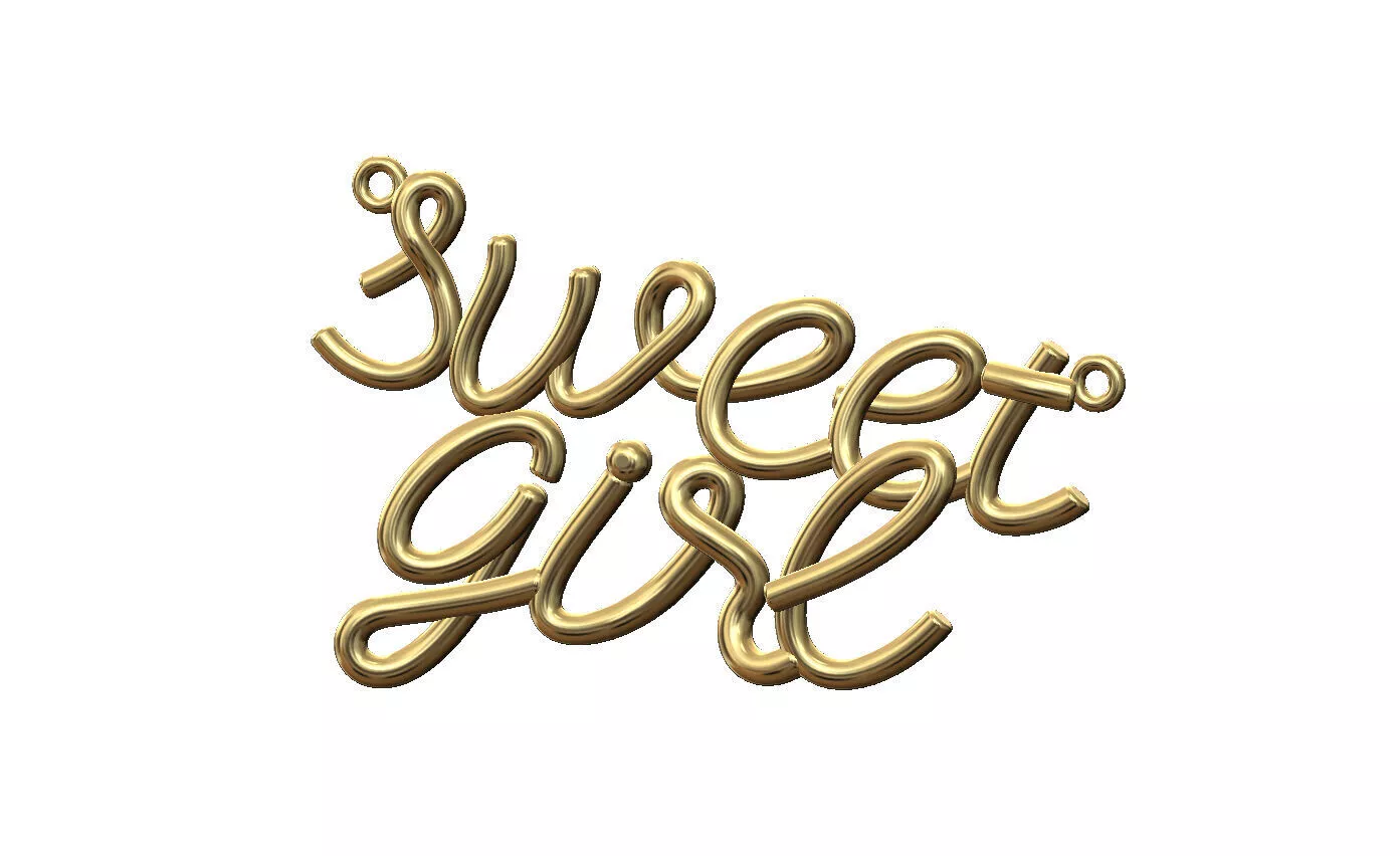 Sweet girl name 3d letters wire pendant and charm 3D print model