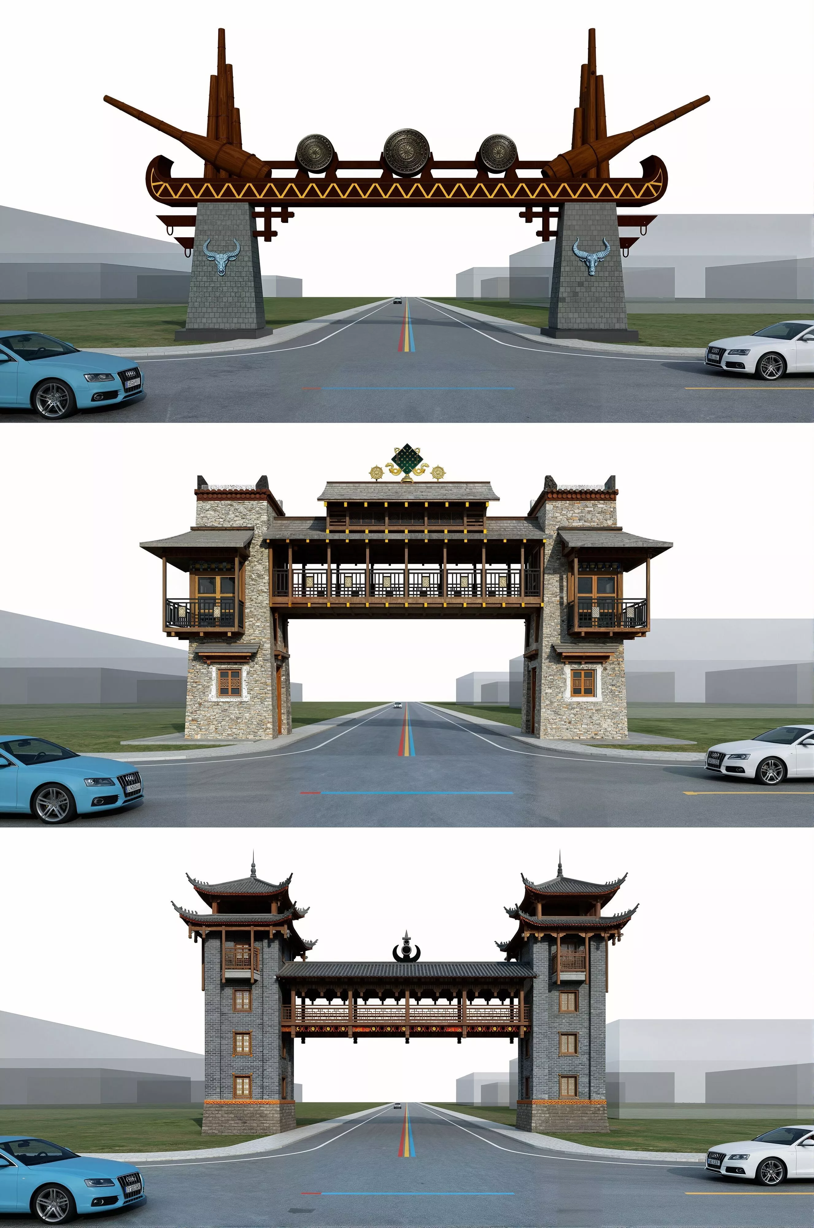 Asian Tibetan gateway arch triumphal arch 3D model
