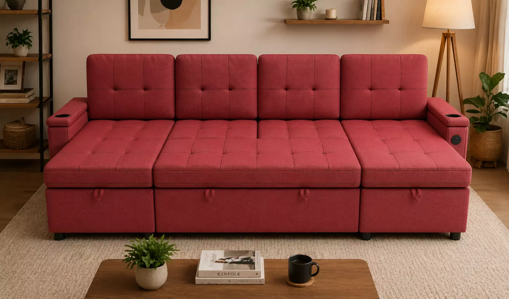 Modern Convertible Storage Sofa Bed 3D model