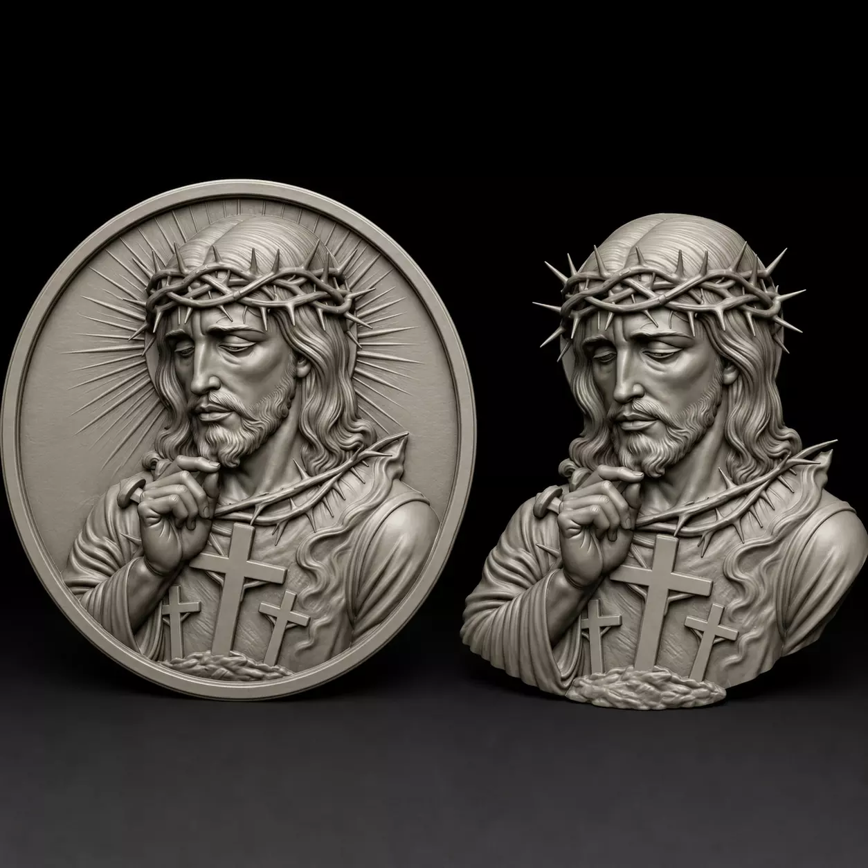 Jesus Christ wearing a crown of thorns 3D print model
