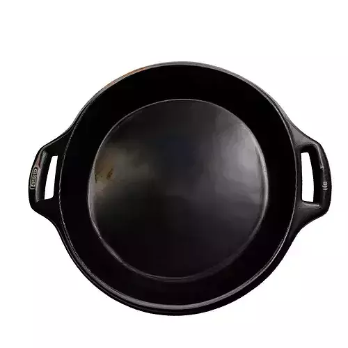 Realistic Cast Iron Cooking Pan 3D model 5