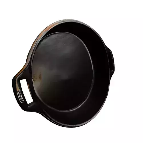 Realistic Cast Iron Cooking Pan 3D model 4