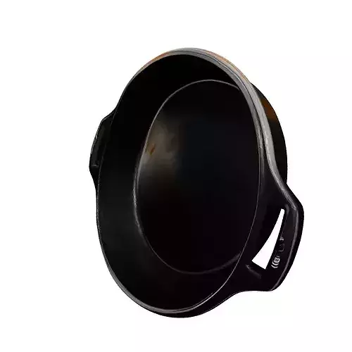 Realistic Cast Iron Cooking Pan 3D model 3