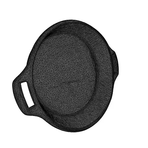 Realistic Cast Iron Cooking Pan 3D model 2