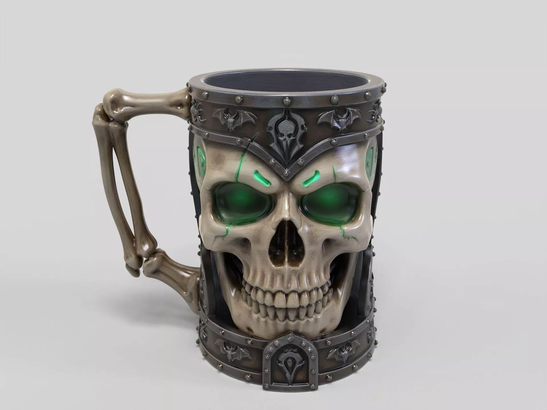 Forsaken Skull Mug Dark Fantasy Skeletal Stein 3D print model