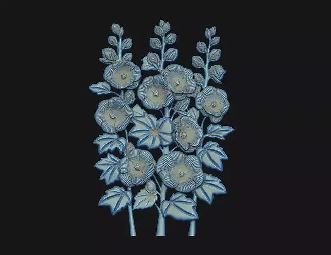 cnc-design floral-relief hollyhock flower sculpture