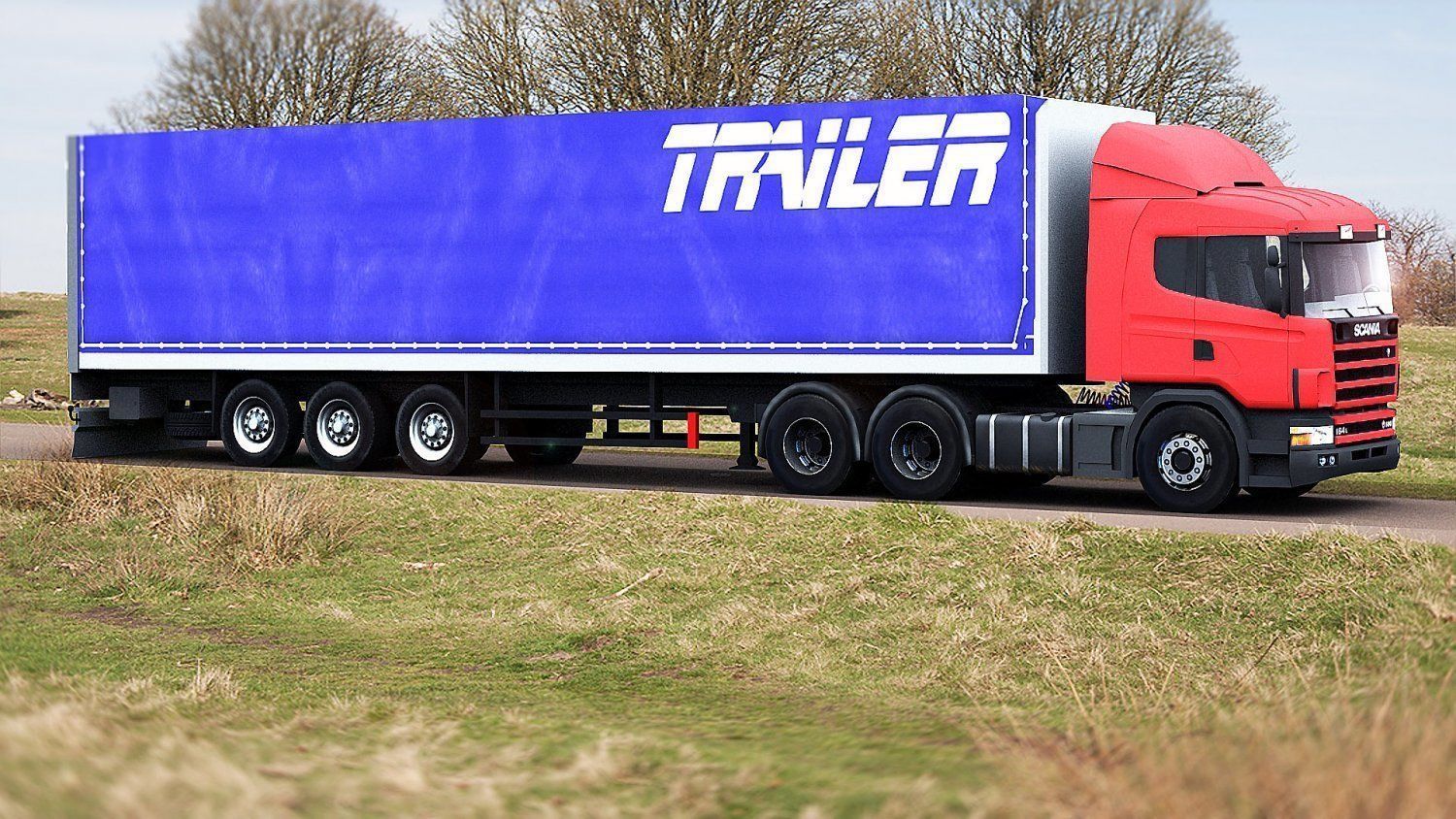 Trailer-semitrailer tyler semi trailer Low-poly 3D model_3