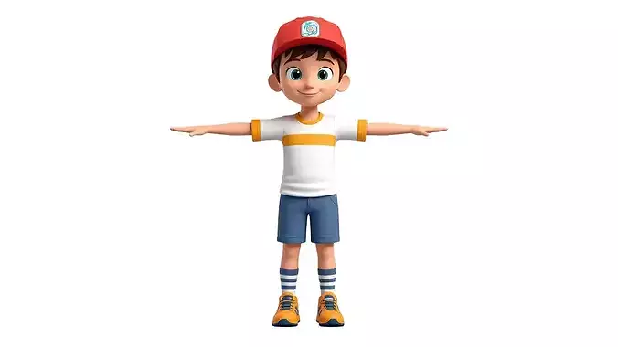 Stylized Cartoon Boy Character 3D Model Animated Kid Character