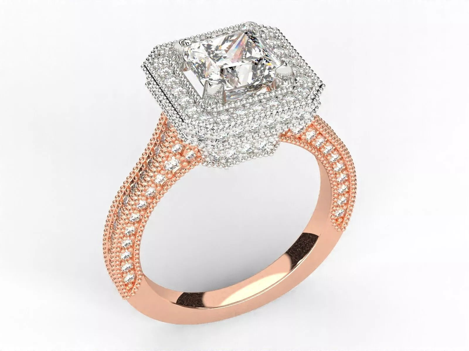 Solitaire princess diamond ring 3D print model 3D print model