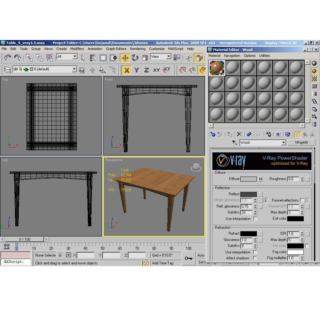 Table square dining 3D model_6