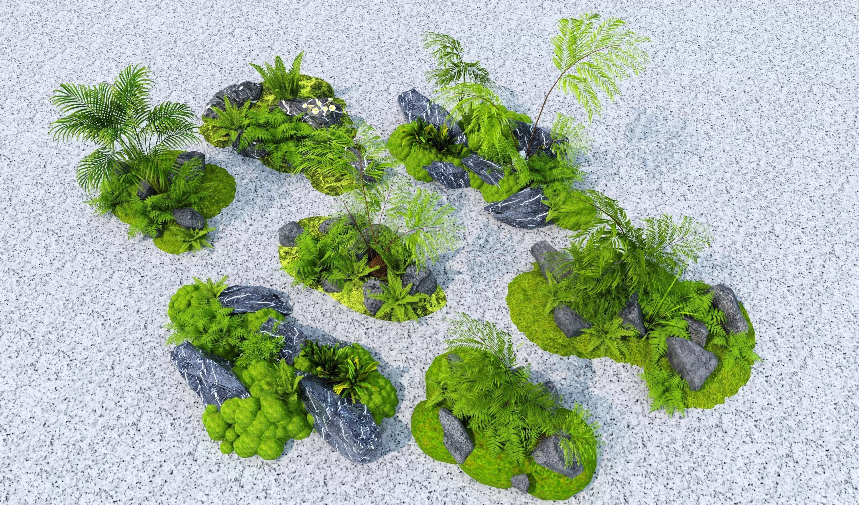 Landscape flower border plant combination 3D model