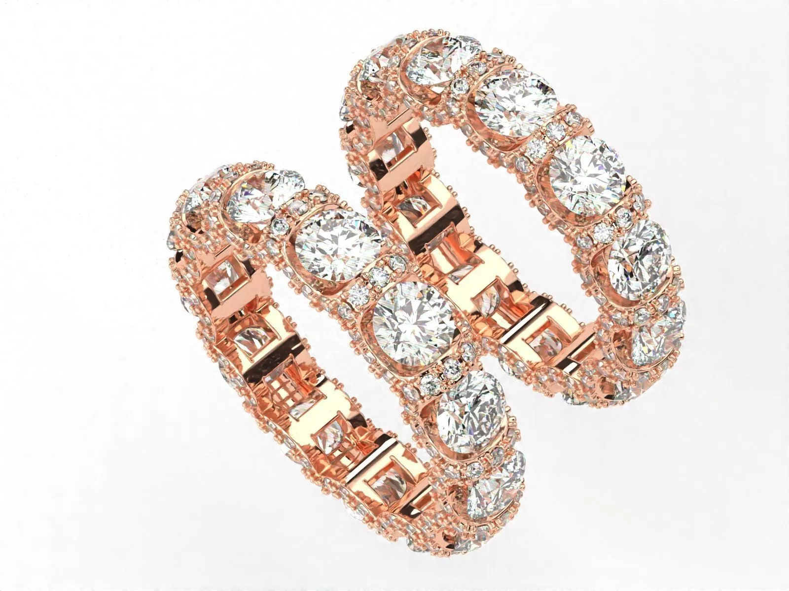Ring with round diamonds 3D print model 3D print model