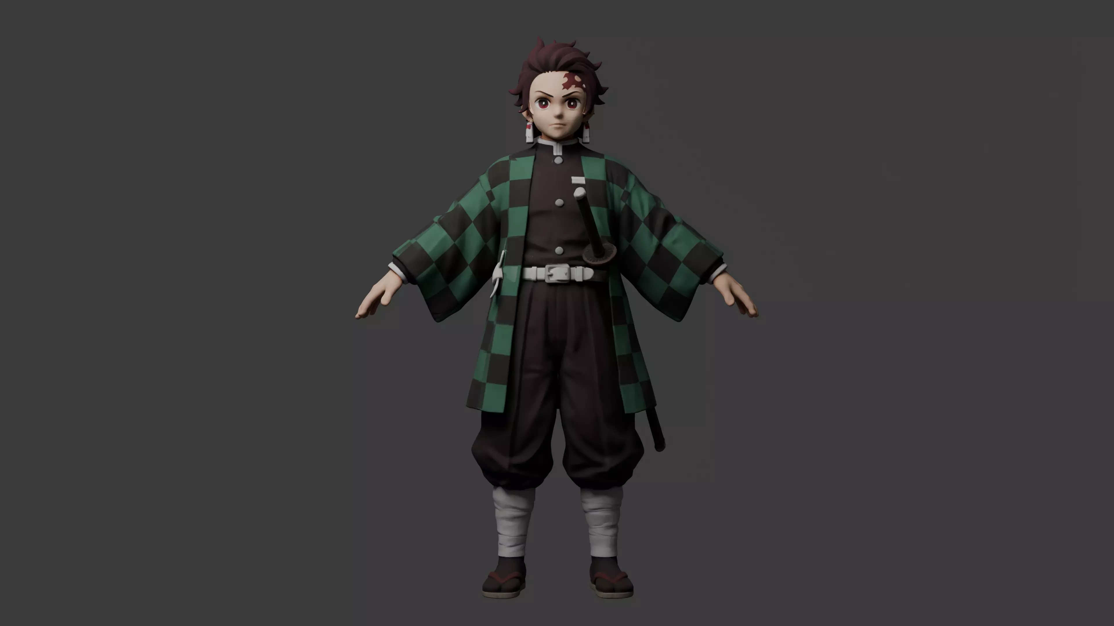 Stylized Water Breathing Samurai Character Free 3D model