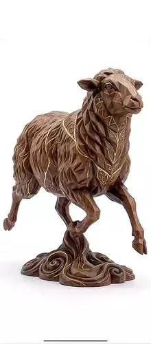 Low Poly Sheep Sculpture 3D Model