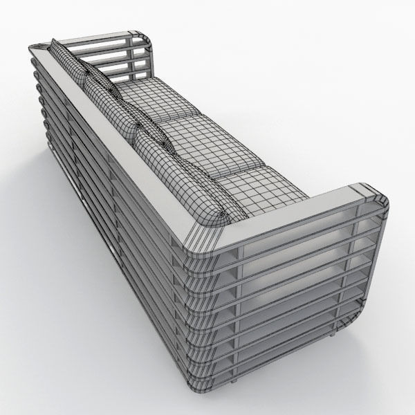 Sofa wooden with cushions 3D model_5