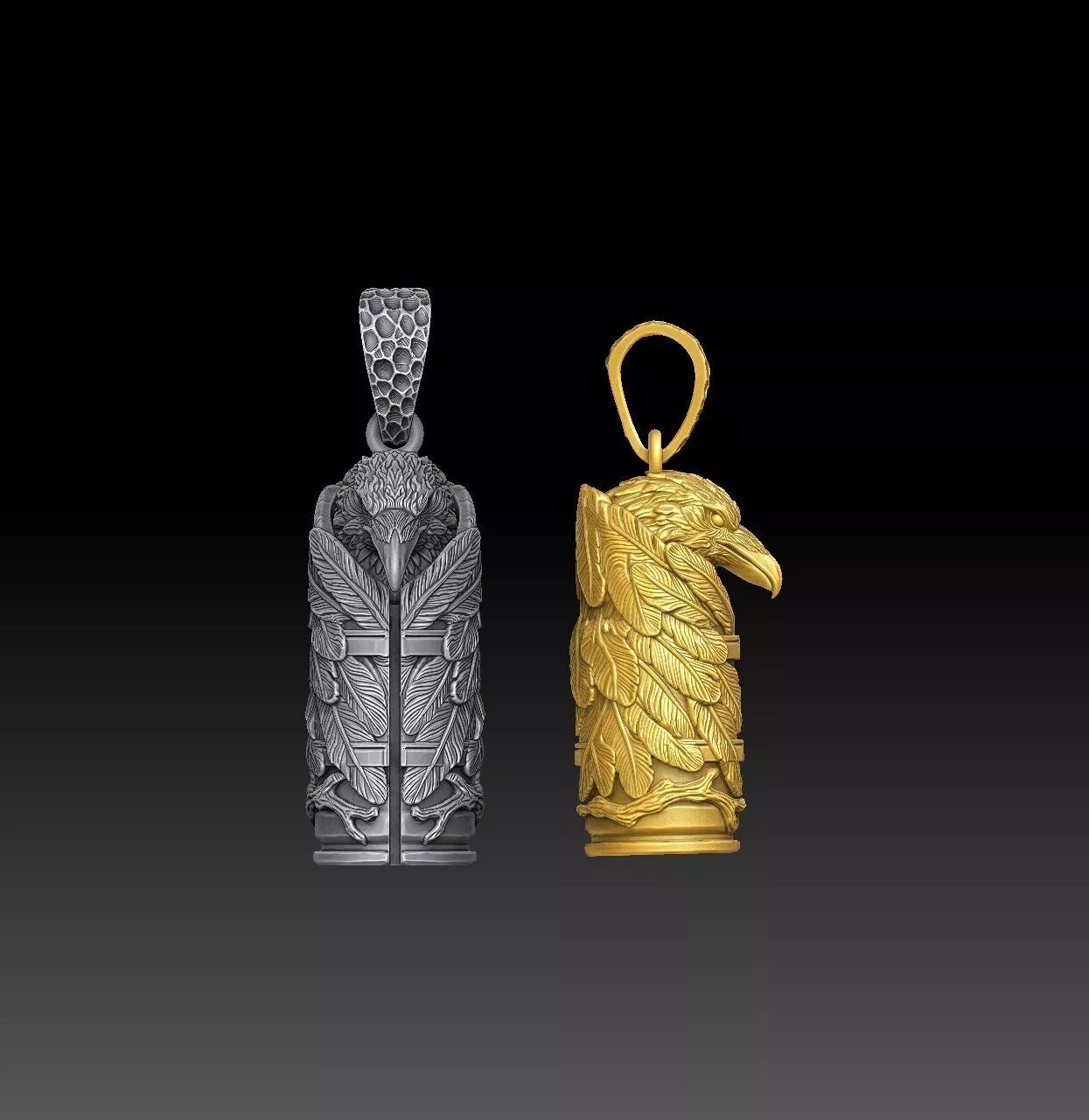 Eclipse Eagle Gothic - one inch pendant 3D print model