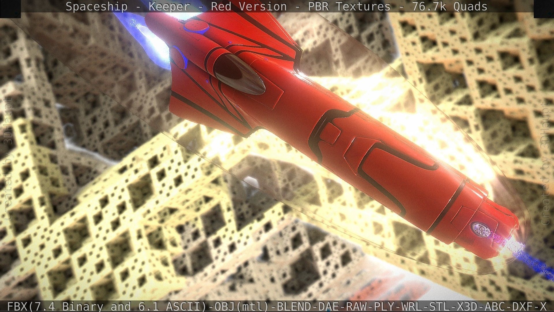 Spaceship - Keeper - Red Version 3D model_18