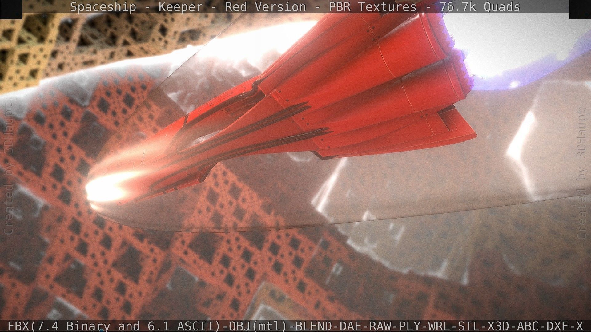 Spaceship - Keeper - Red Version 3D model_35