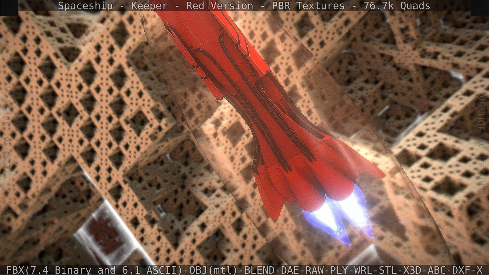 Spaceship - Keeper - Red Version 3D model_64