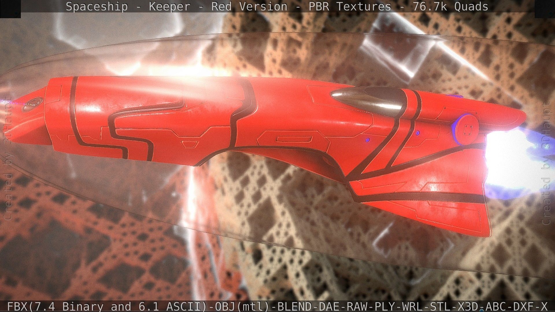 Spaceship - Keeper - Red Version 3D model_6