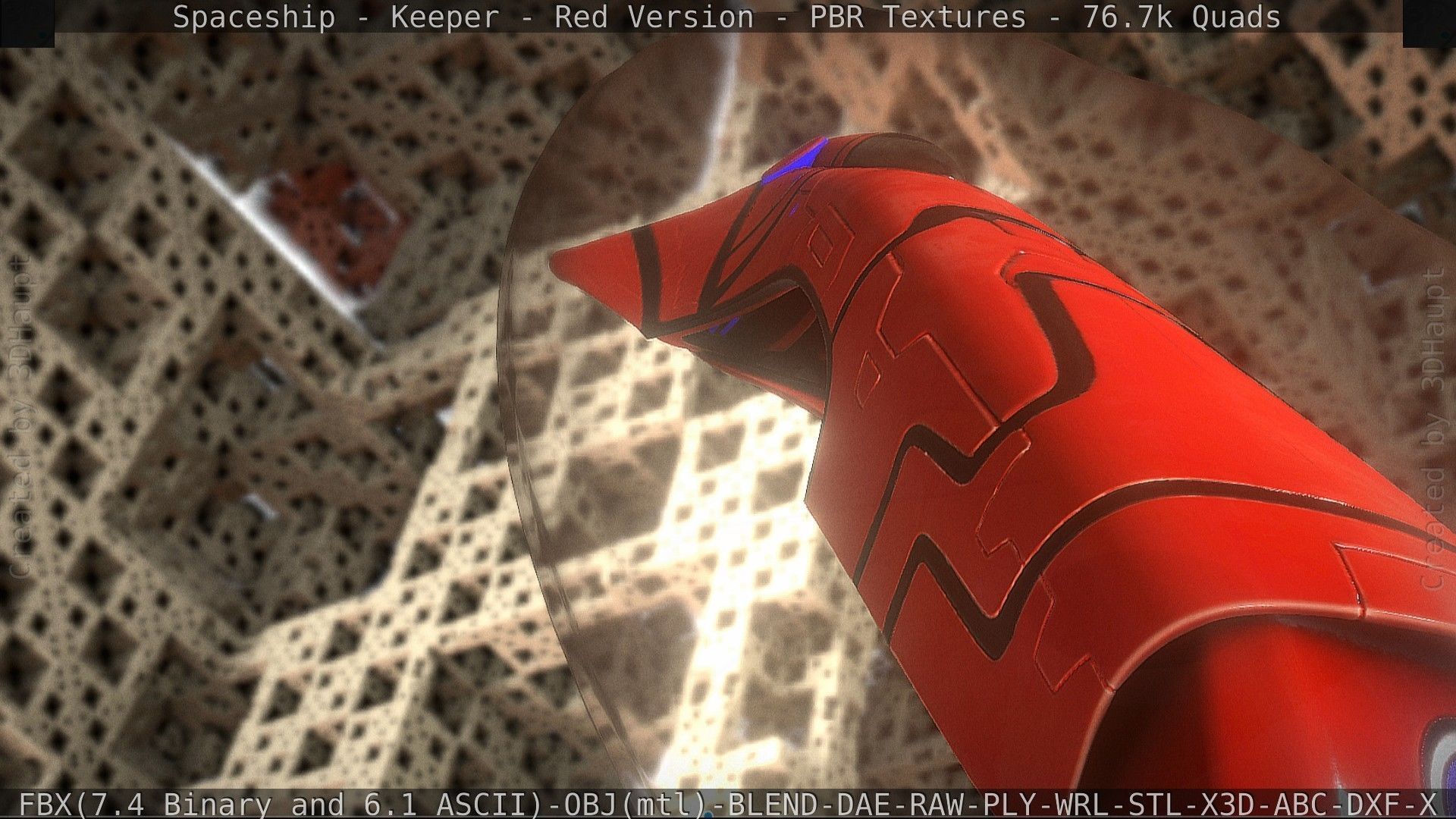 Spaceship - Keeper - Red Version 3D model_43