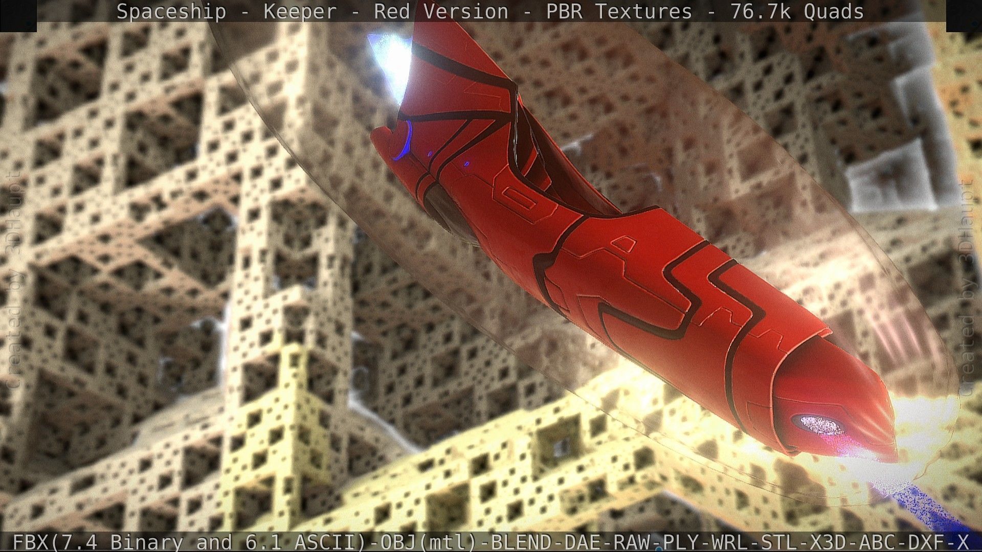 Spaceship - Keeper - Red Version 3D model_20