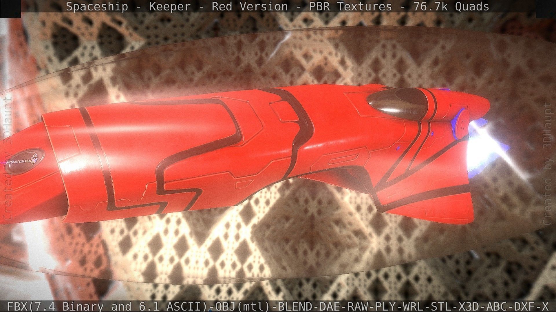 Spaceship - Keeper - Red Version 3D model_2