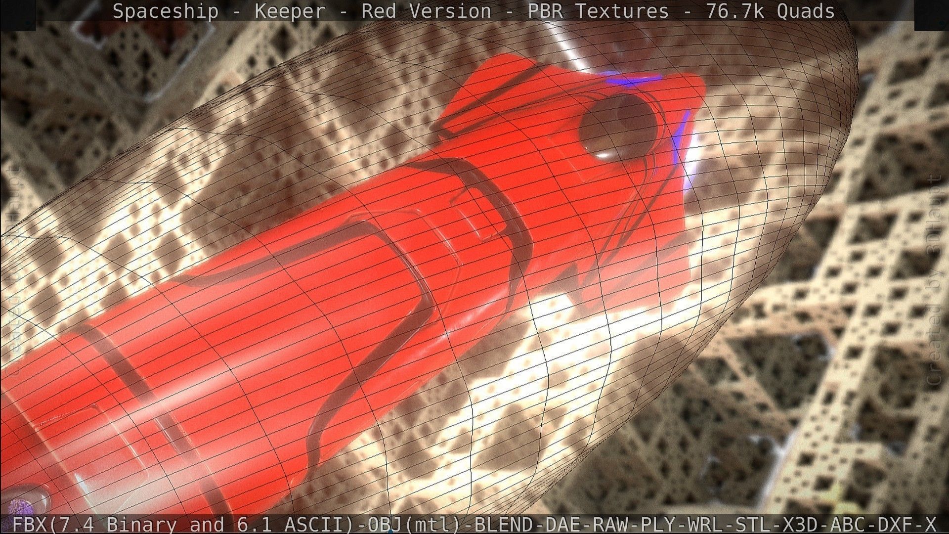 Spaceship - Keeper - Red Version 3D model_151