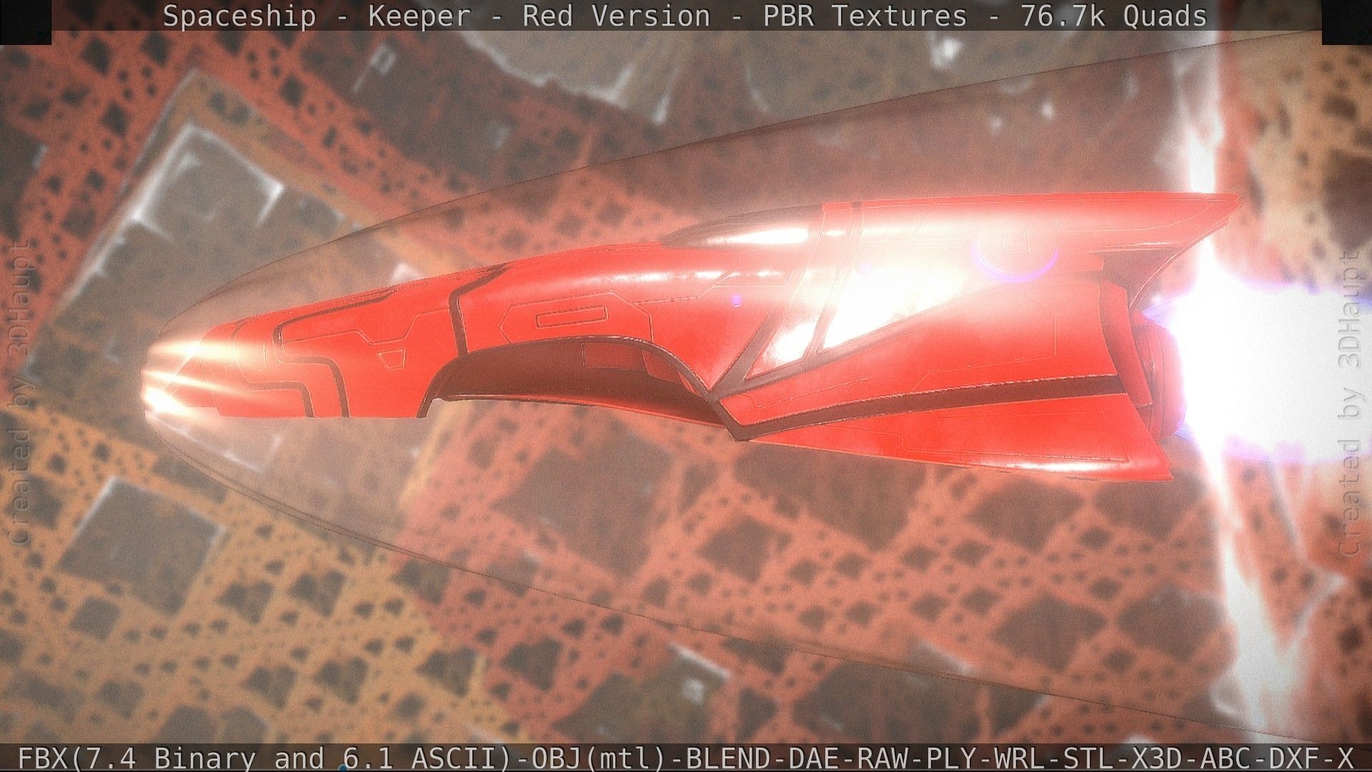 Spaceship - Keeper - Red Version 3D model_37