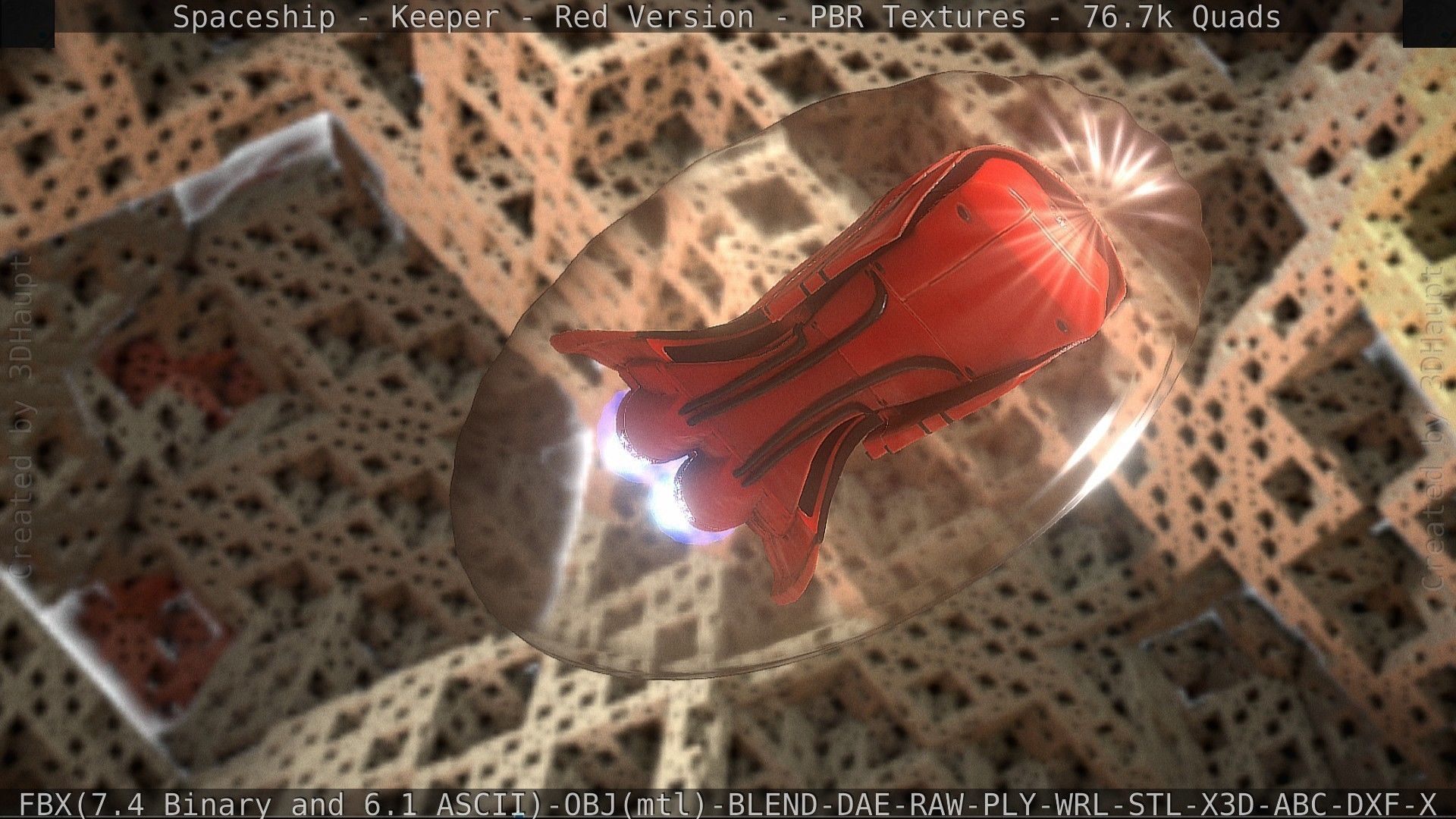 Spaceship - Keeper - Red Version 3D model_16