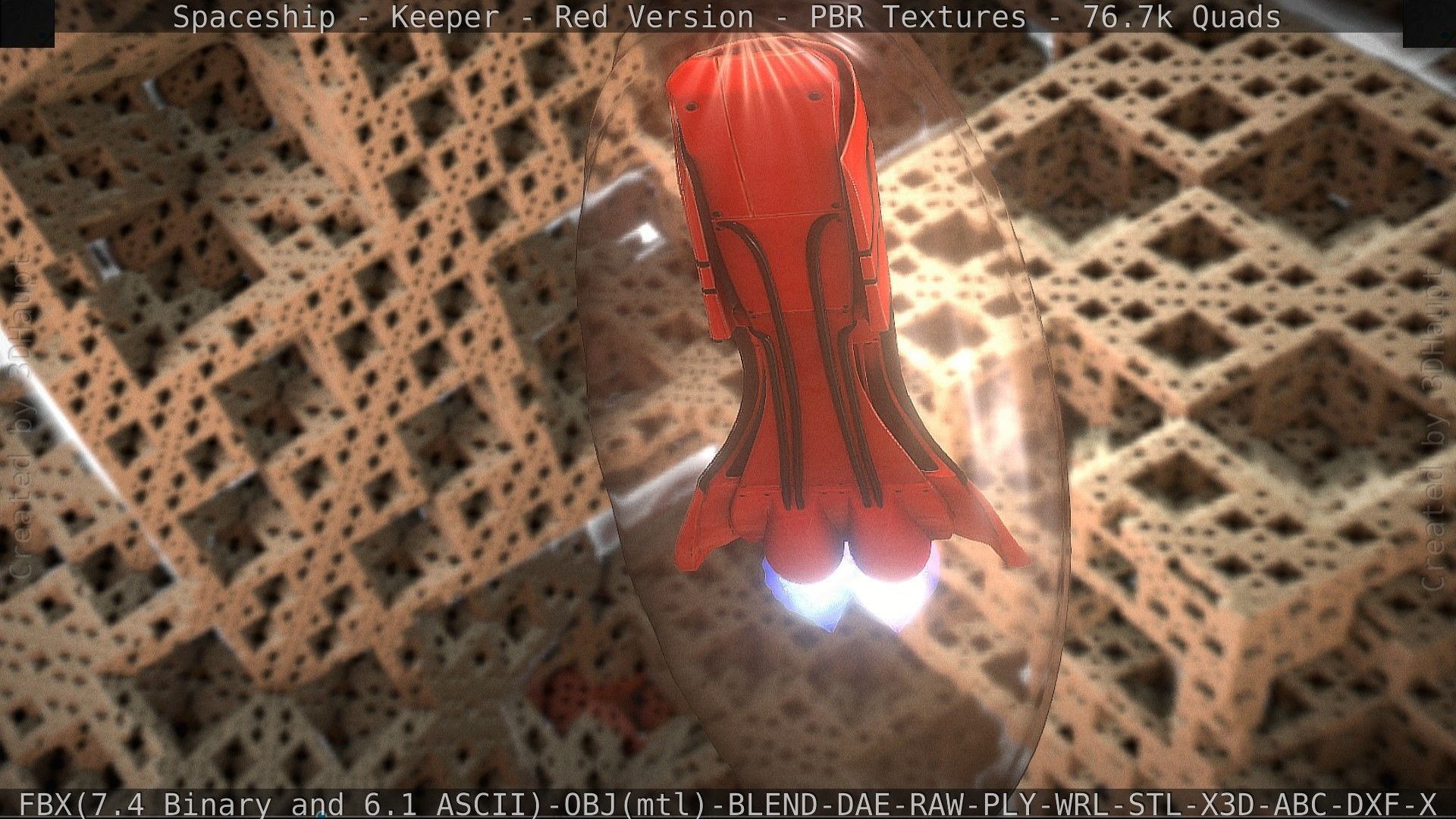 Spaceship - Keeper - Red Version 3D model_65