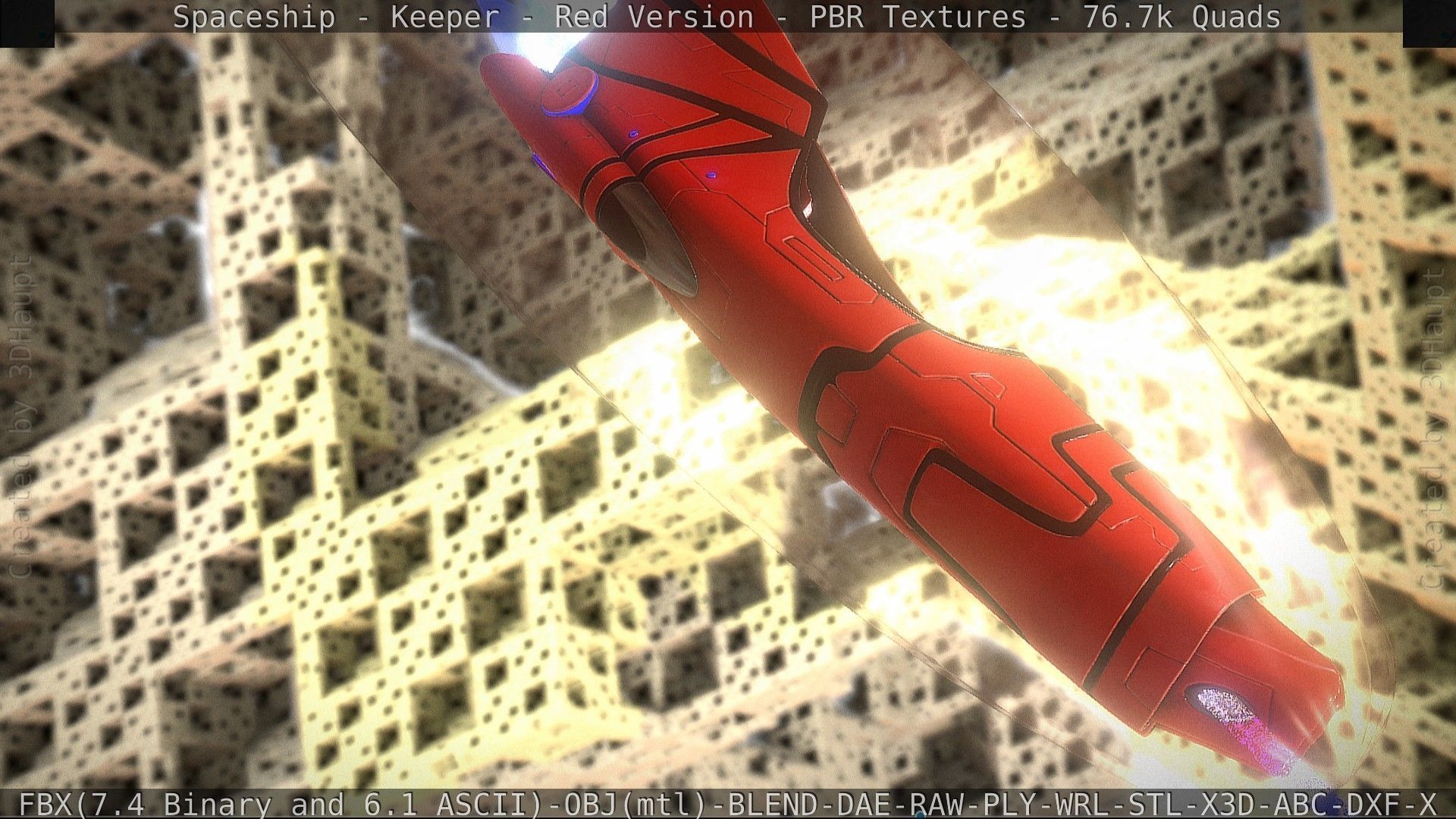 Spaceship - Keeper - Red Version 3D model_19