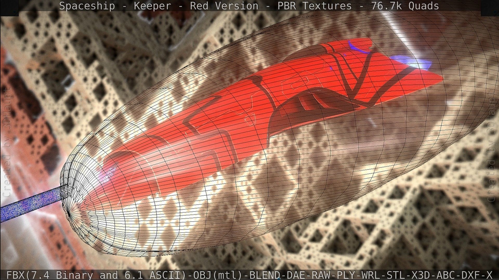 Spaceship - Keeper - Red Version 3D model_128