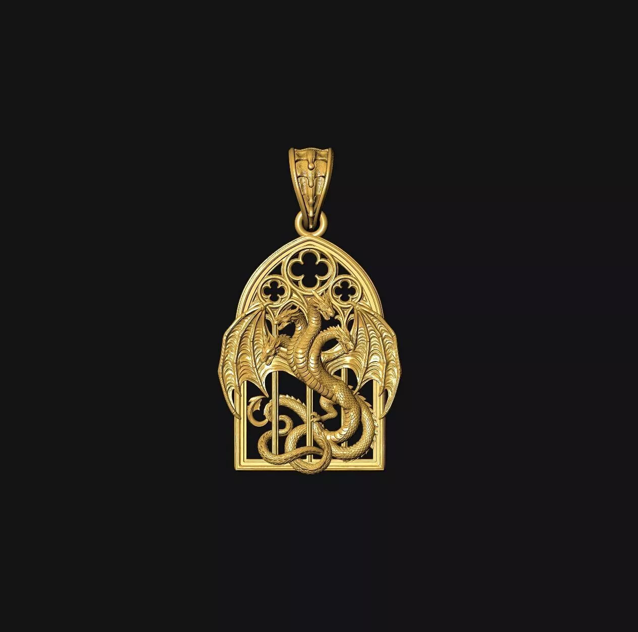 Gothic Hydra Relic - one inch pendant 3D print model