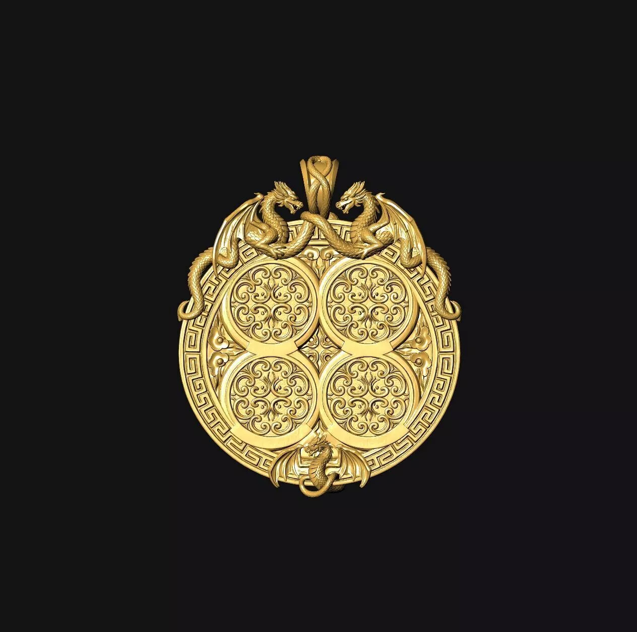 The Four Sanctums - one inch pendant 3D print model