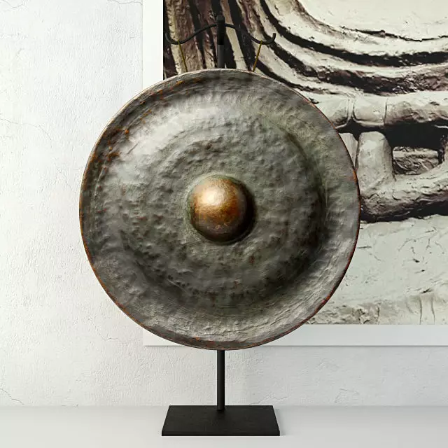 19th Century Laos Bronze Gong 3D model_0