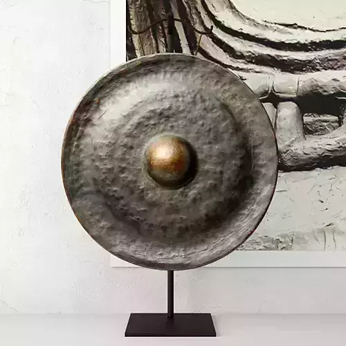 19th Century Laos Bronze Gong 3D model