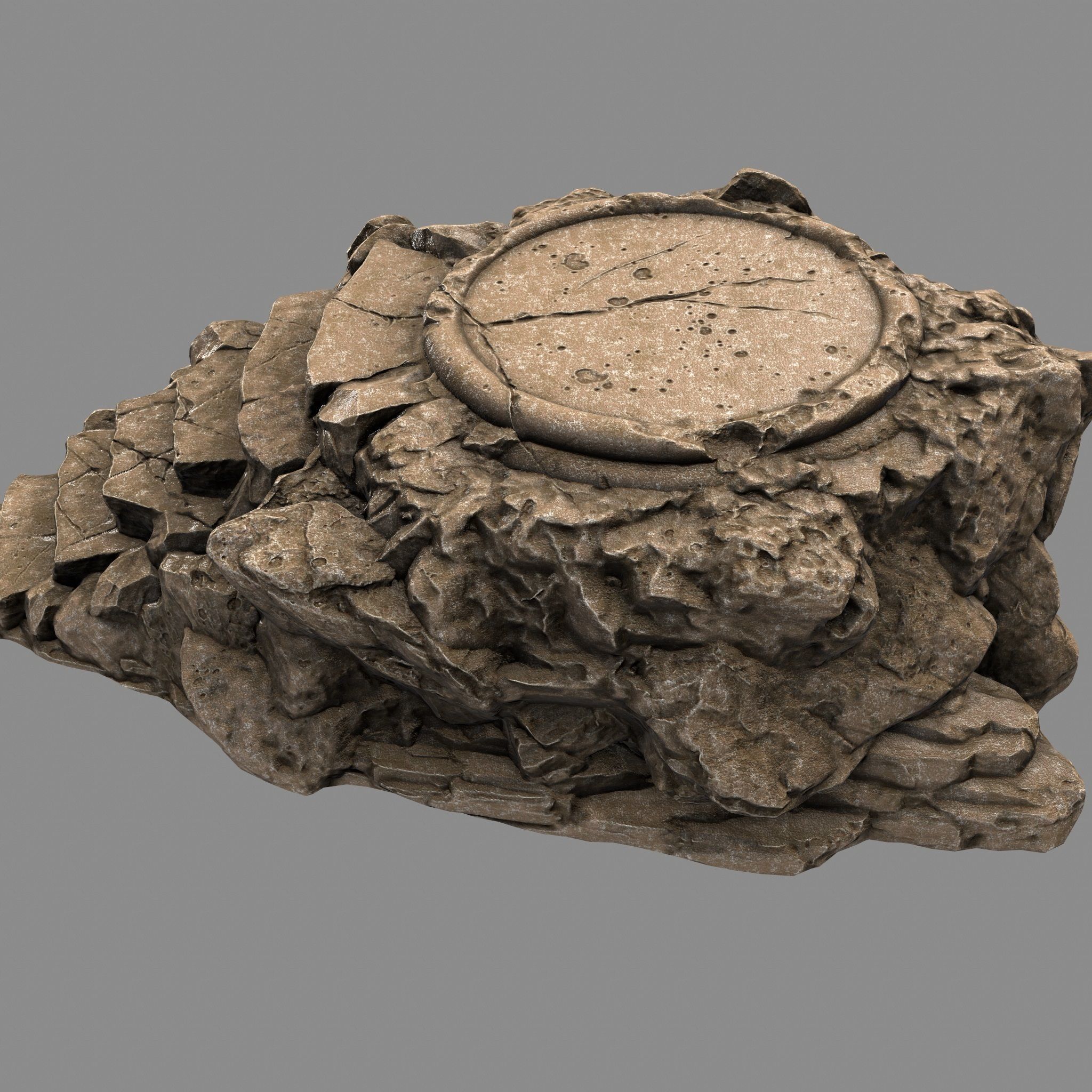 Temple rock with clock Low-poly 3D model_10