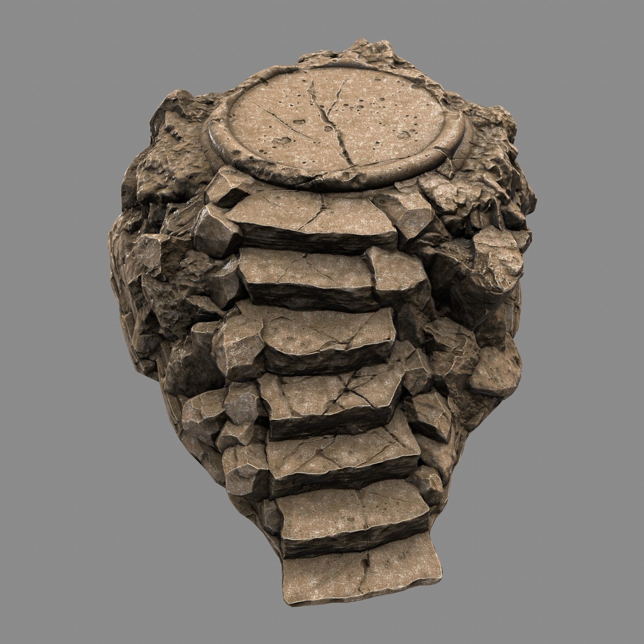 Temple rock with clock Low-poly 3D model_6