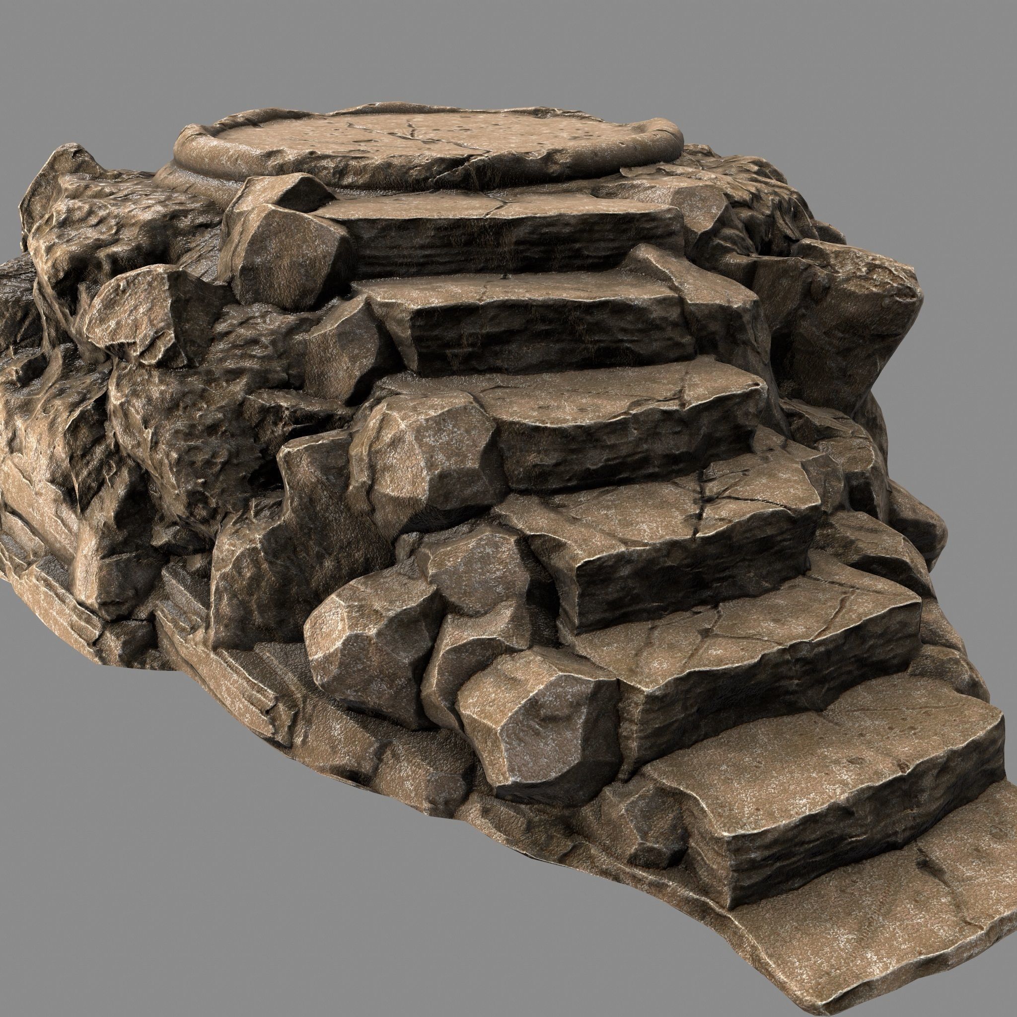 Temple rock with clock Low-poly 3D model_8