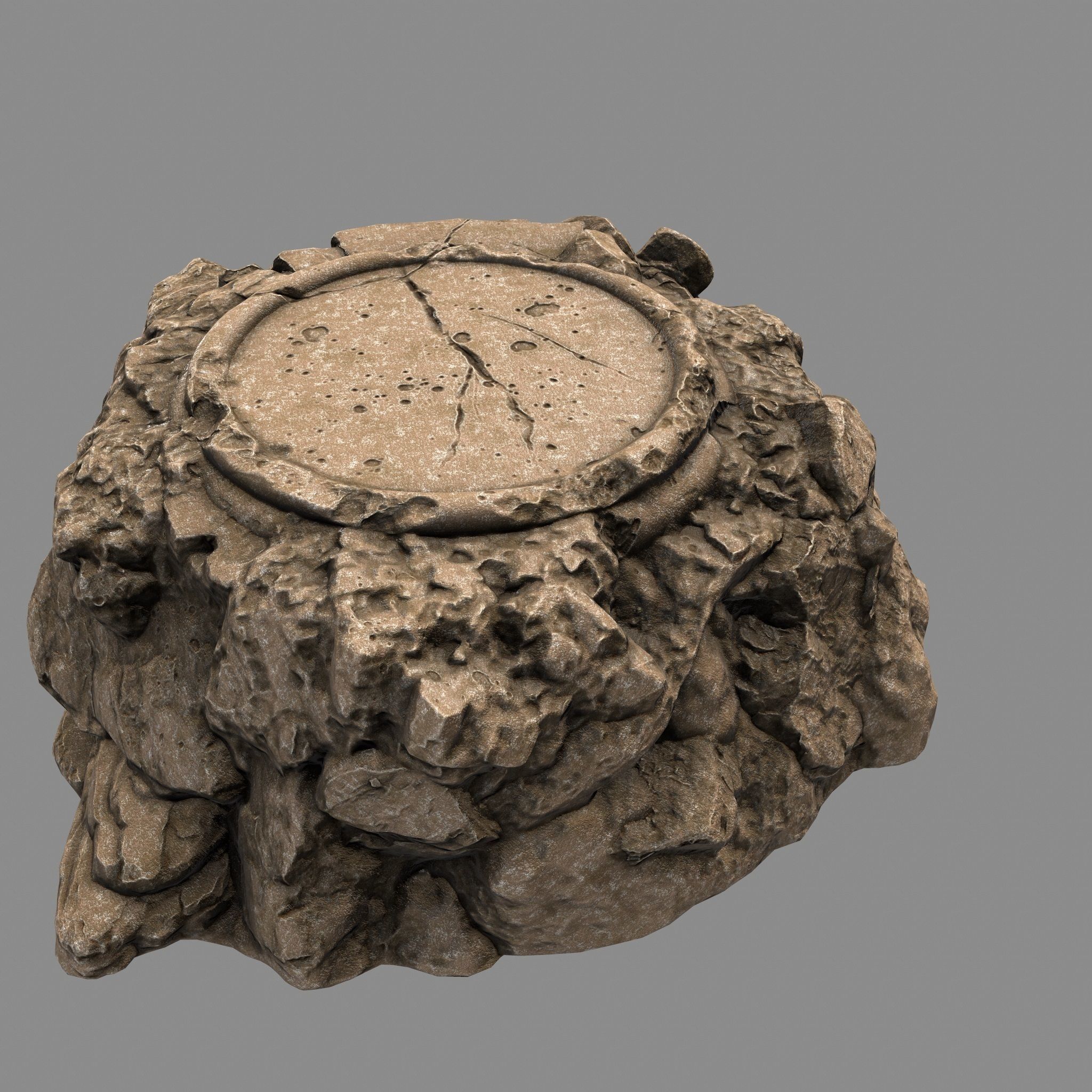 Temple rock with clock Low-poly 3D model_11