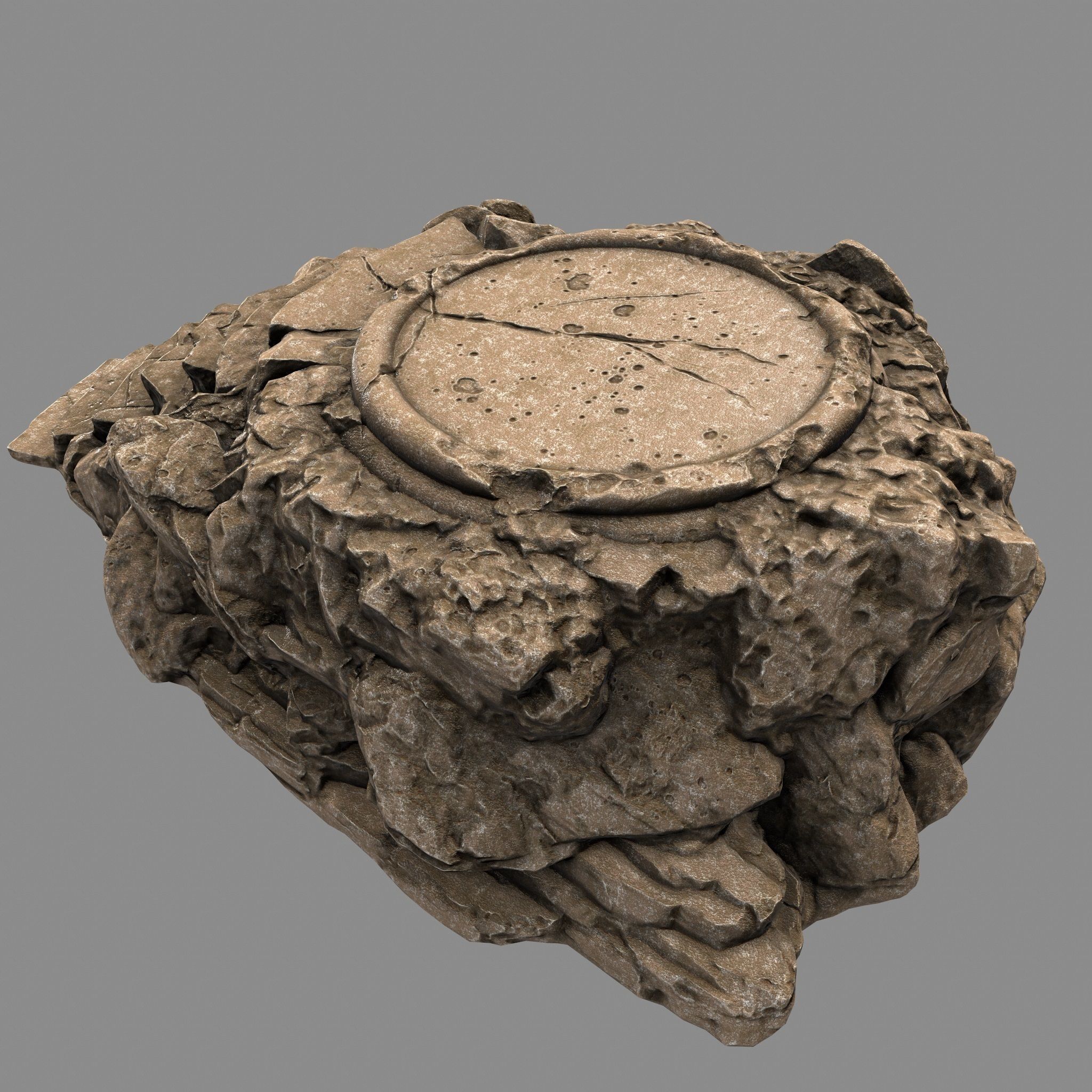 Temple rock with clock Low-poly 3D model_12