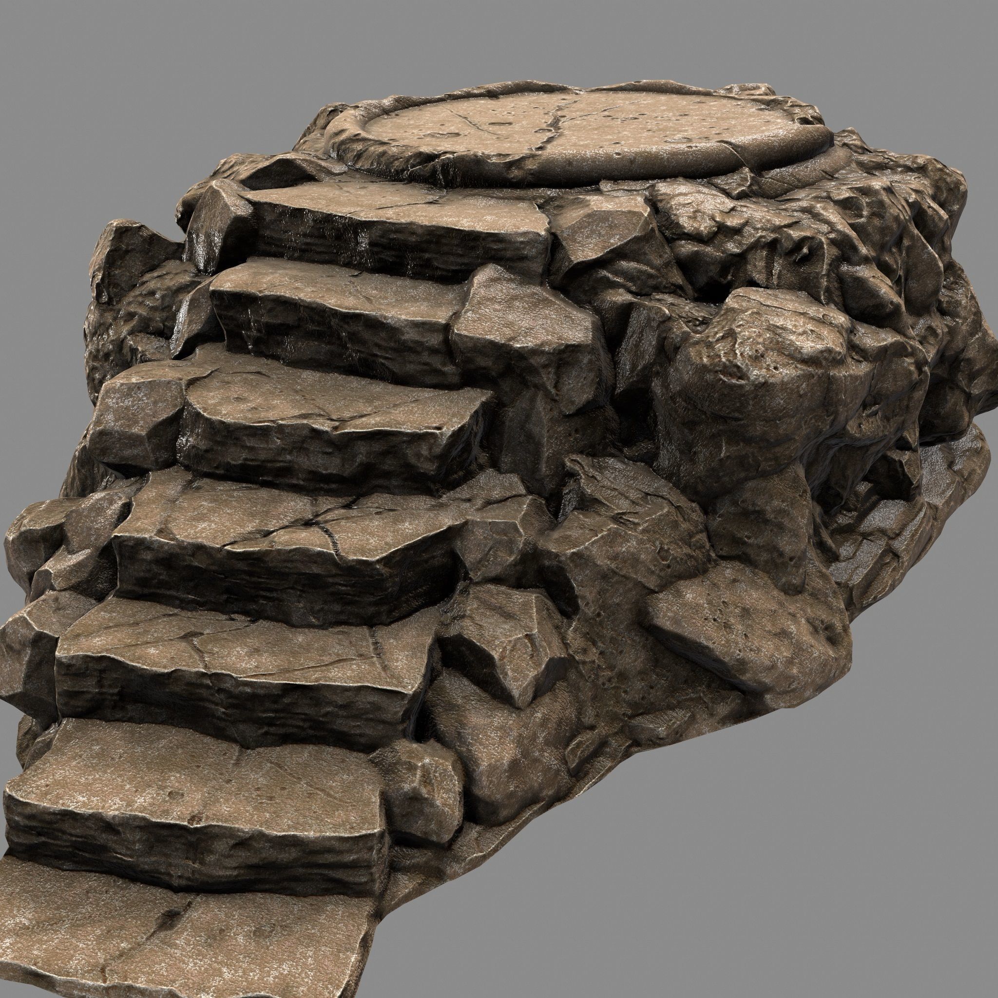 Temple rock with clock Low-poly 3D model_2