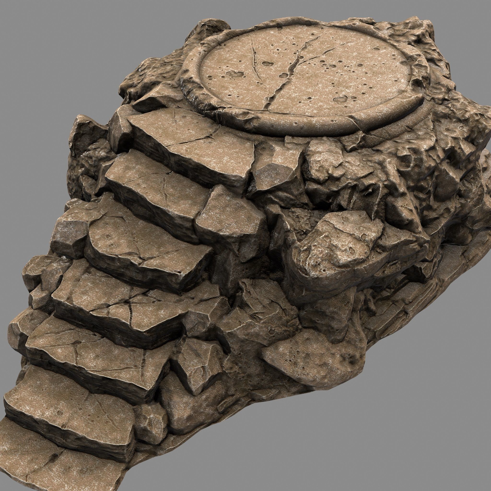 Temple rock with clock Low-poly 3D model_5