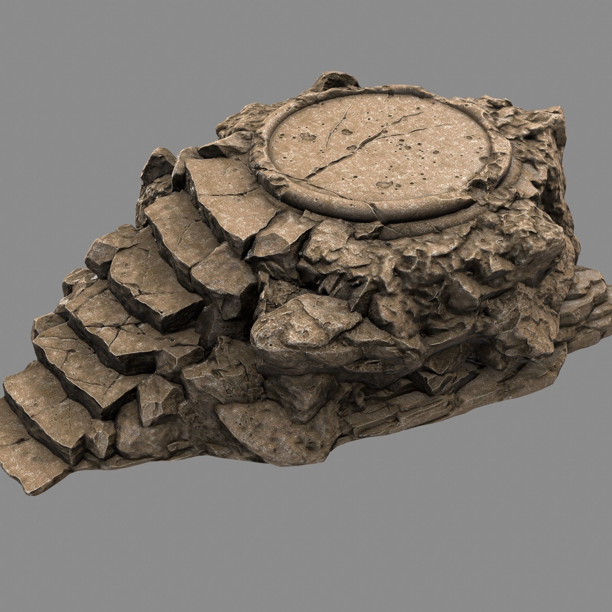 Temple rock with clock Low-poly 3D model_7